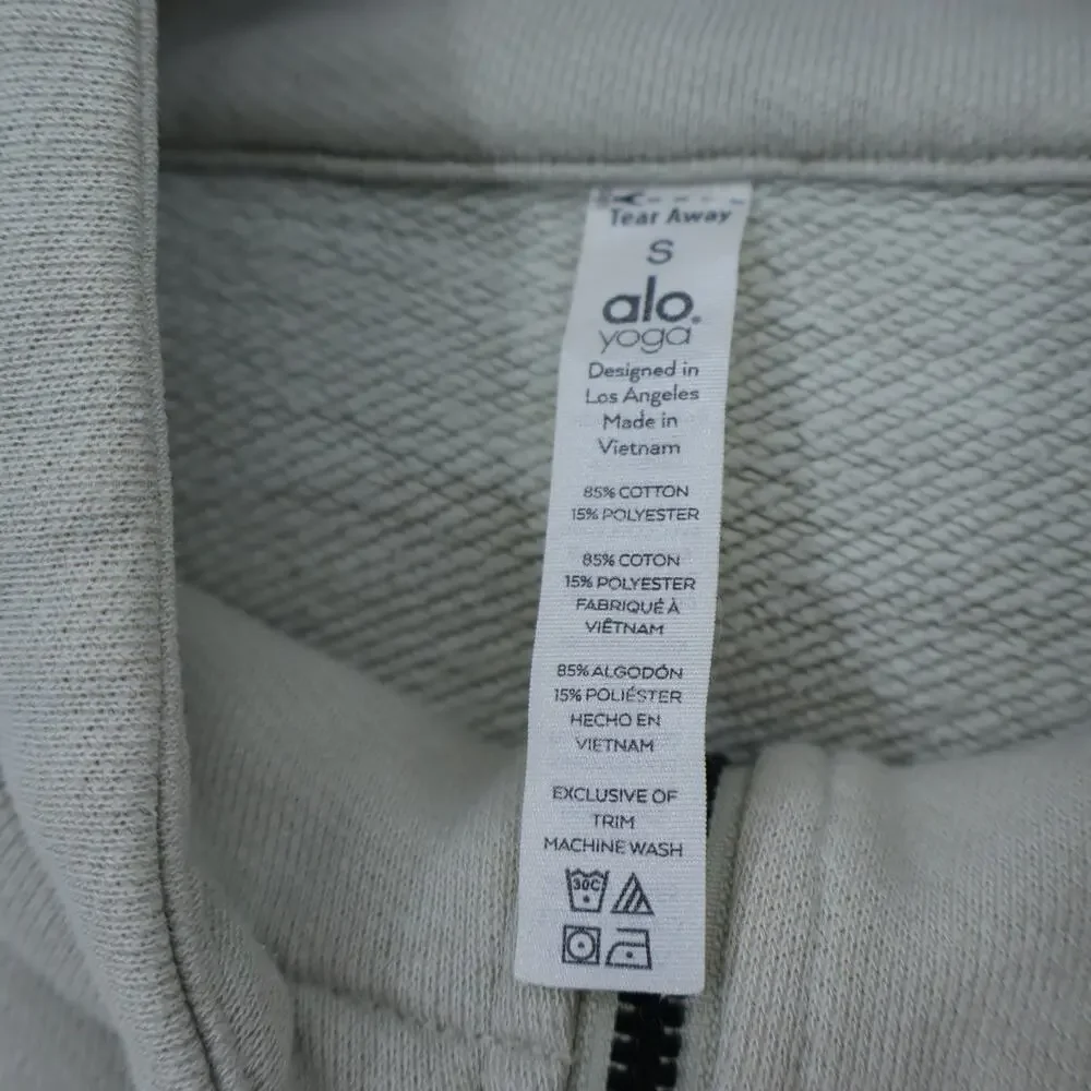 Alo Cruiser Hoodie Sweatshirt Cropped Full Zip Light Sage French Terry Women's S
